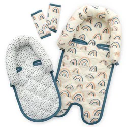 GoldBug Duo Car Seat Head Support and Strap Cover - Car Seat Insert for Baby - Rainbow