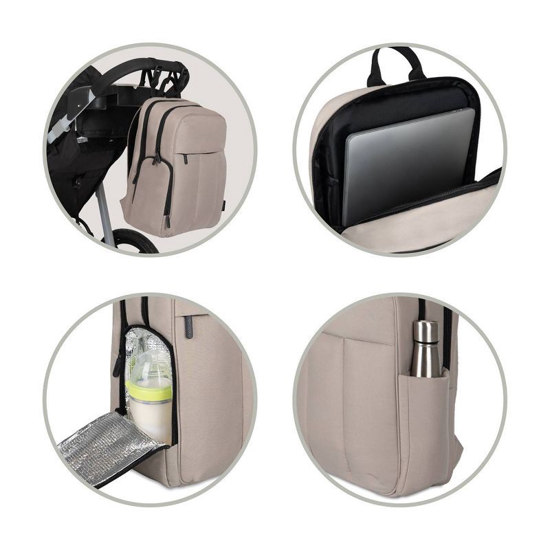 slide 3 of 11, Baby Brezza Quilted Puffer Backpack Diaper Bag - Taupe, 1 ct