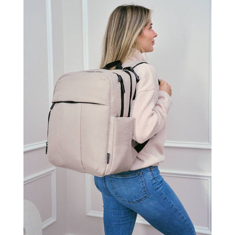 slide 6 of 11, Baby Brezza Quilted Puffer Backpack Diaper Bag - Taupe, 1 ct