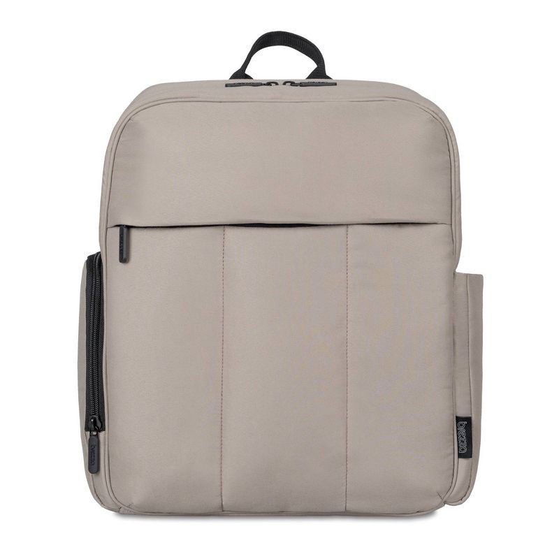 slide 1 of 11, Baby Brezza Quilted Puffer Backpack Diaper Bag - Taupe, 1 ct