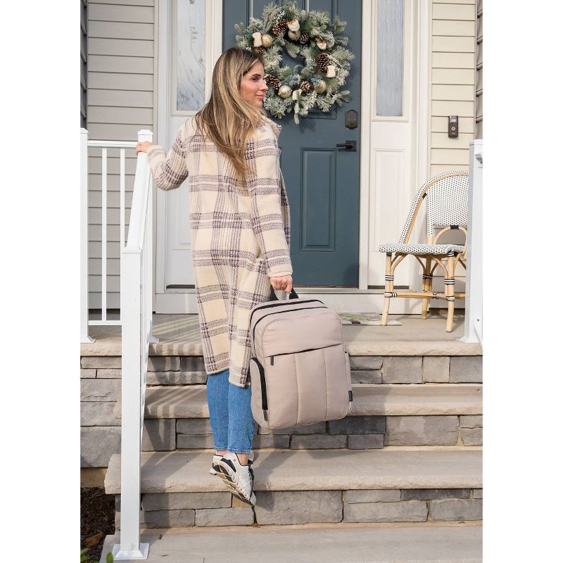 slide 10 of 11, Baby Brezza Quilted Puffer Backpack Diaper Bag - Taupe, 1 ct