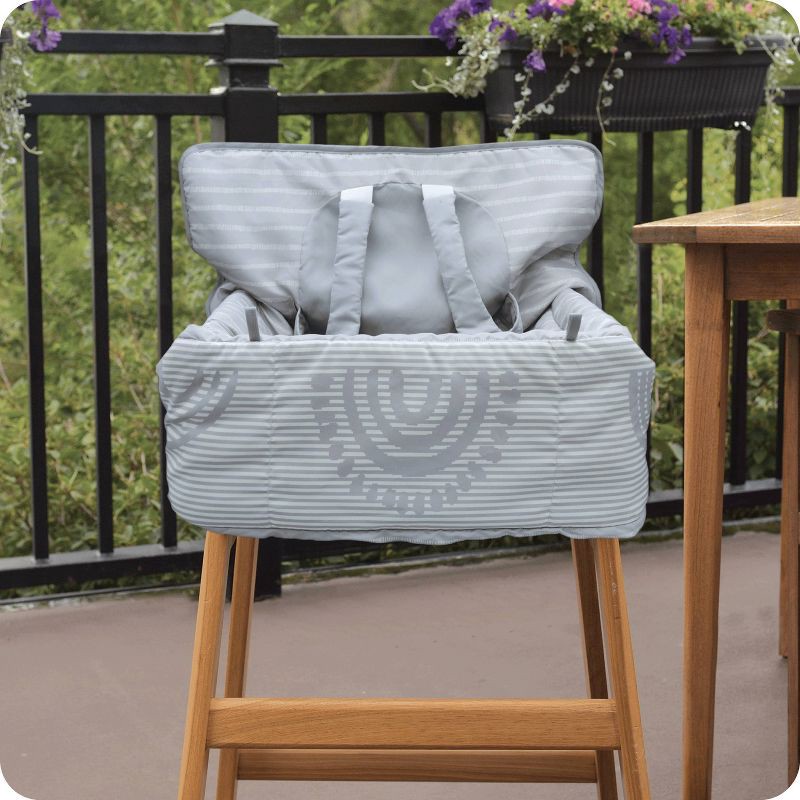 slide 4 of 8, GoldBug Shopping Cart and High Chair Cover for Baby - Universal Fit Cart Cover - Gray Ticking Stripe, 1 ct