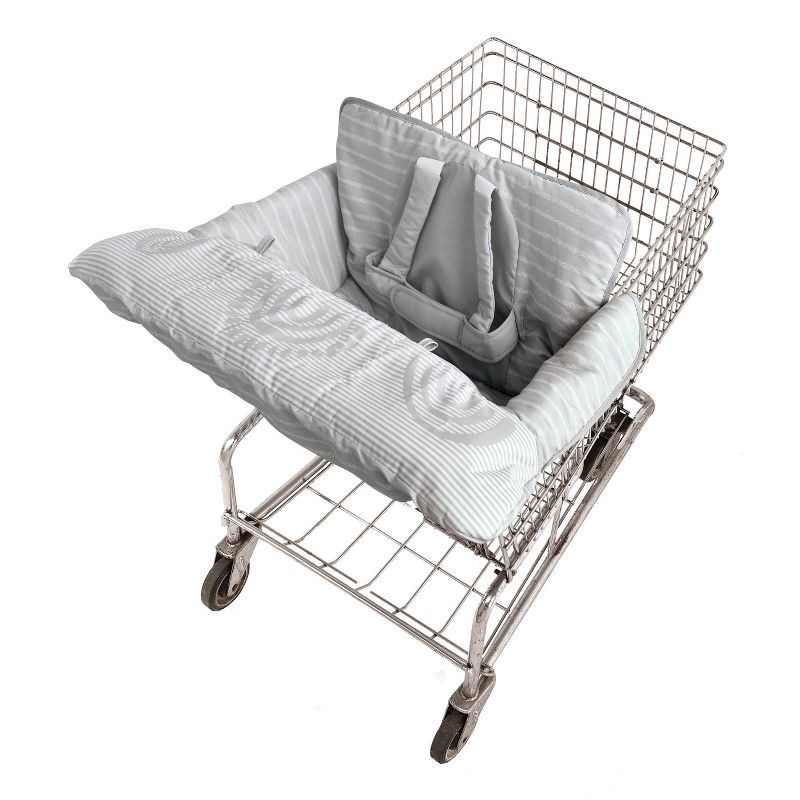 slide 1 of 8, GoldBug Shopping Cart and High Chair Cover for Baby - Universal Fit Cart Cover - Gray Ticking Stripe, 1 ct