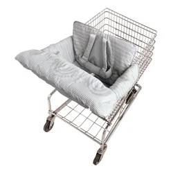 GoldBug Shopping Cart and High Chair Cover for Baby - Universal Fit Cart Cover - Gray Ticking Stripe