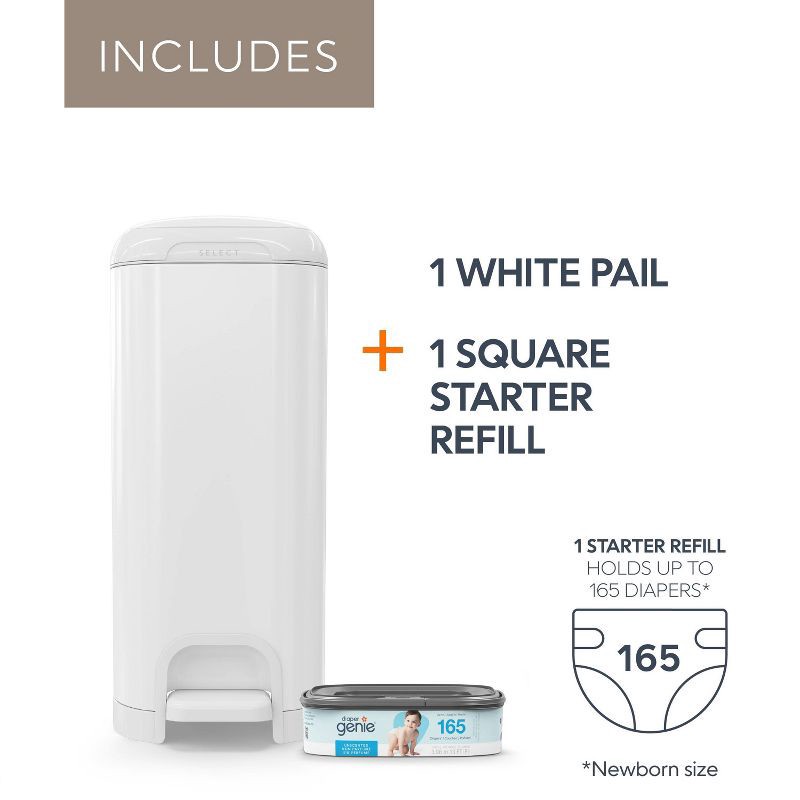 slide 12 of 17, Diaper Genie Select Diaper Pail - White, 1 ct