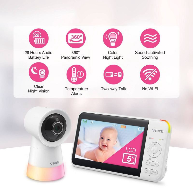slide 5 of 8, V-Tech VTech 5" Pan & Tilt Video Baby Monitor, 1 ct