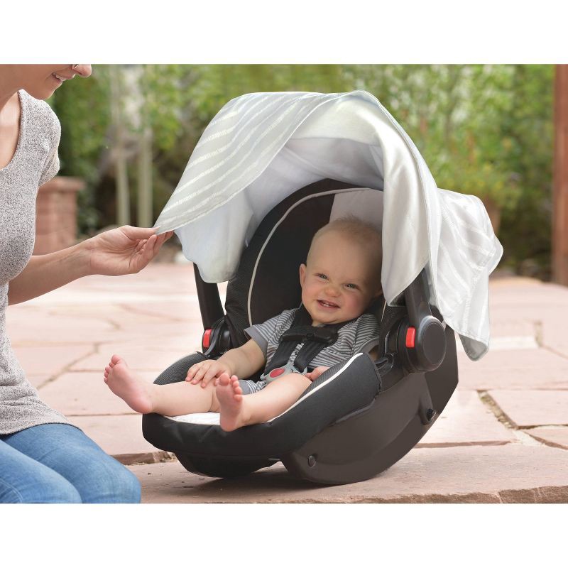slide 2 of 5, Go by Goldbug Car Seat Canopy - Gray Ticking Stripe, 1 ct