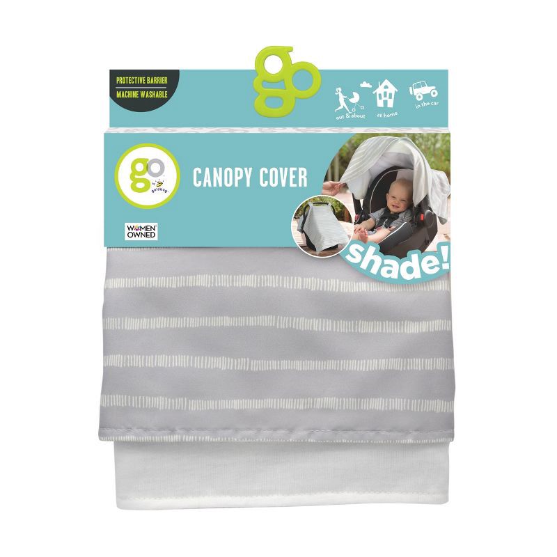 slide 5 of 5, Go by Goldbug Car Seat Canopy - Gray Ticking Stripe, 1 ct