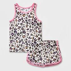 Girls' 2pc 'Cheetah' Printed Pajama Set - Cat & Jack™ Cream M