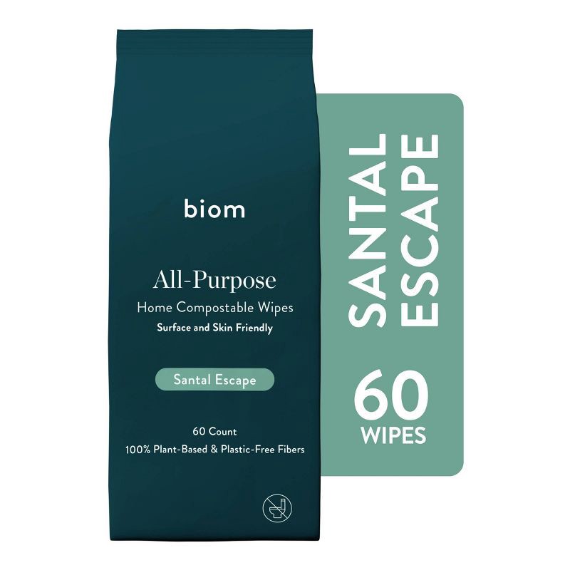 slide 1 of 8, Biom Plant Based Refillable All Purpose Wipes - Santal Escape - 60ct, 60 ct