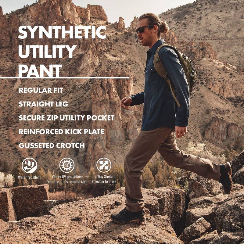 slide 12 of 12, Wrangler Men's ATG Synthetic Straight Utility Pants - Morel 30x30: Midweight Nylon-Spandex, Zippered Pocket, 1 ct