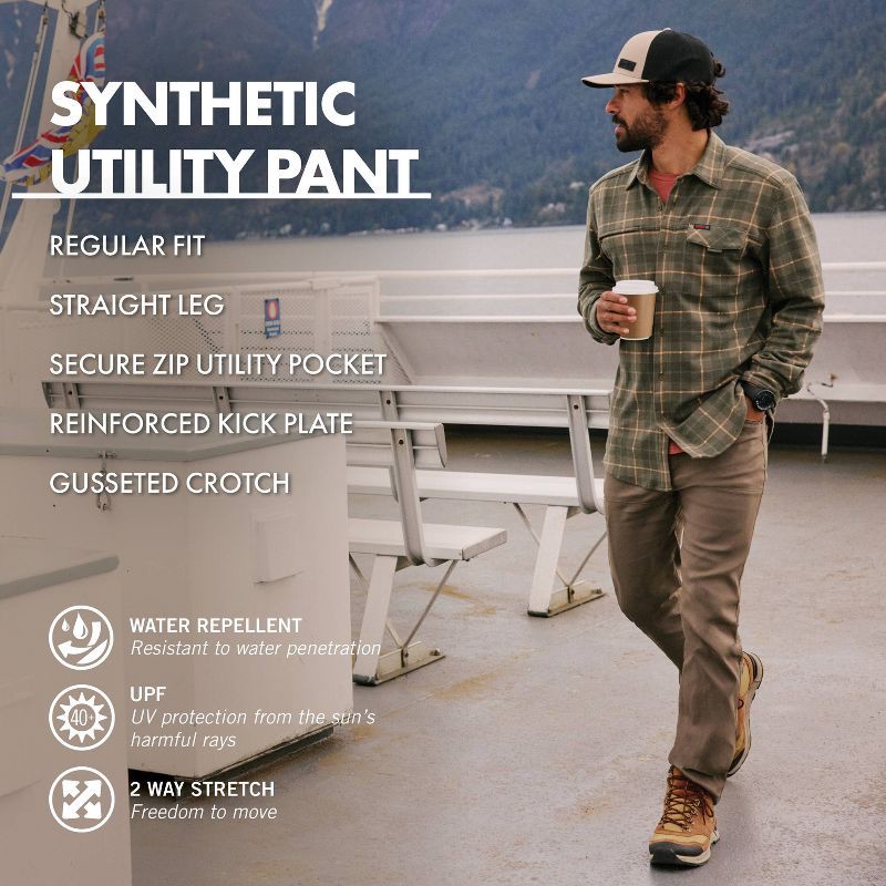 slide 11 of 12, Wrangler Men's ATG Synthetic Straight Utility Pants - Morel 30x30: Midweight Nylon-Spandex, Zippered Pocket, 1 ct