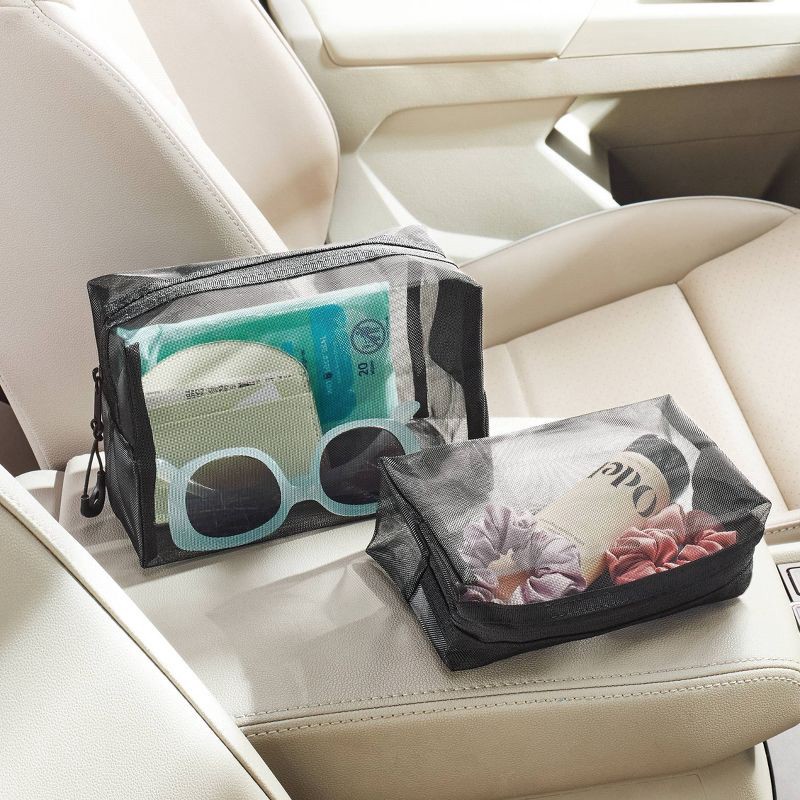 slide 3 of 3, 2 Car Pouch Organizers - Brightroom™: Black Automotive Interior Accessories, Zipper Pouch for Car Organization, 1 ct