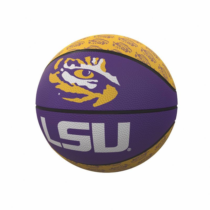 slide 1 of 1, NCAA LSU Tigers Repeating Logo Mini-Size Rubber Basketball: Sports Ball, All Ages, 1 ct