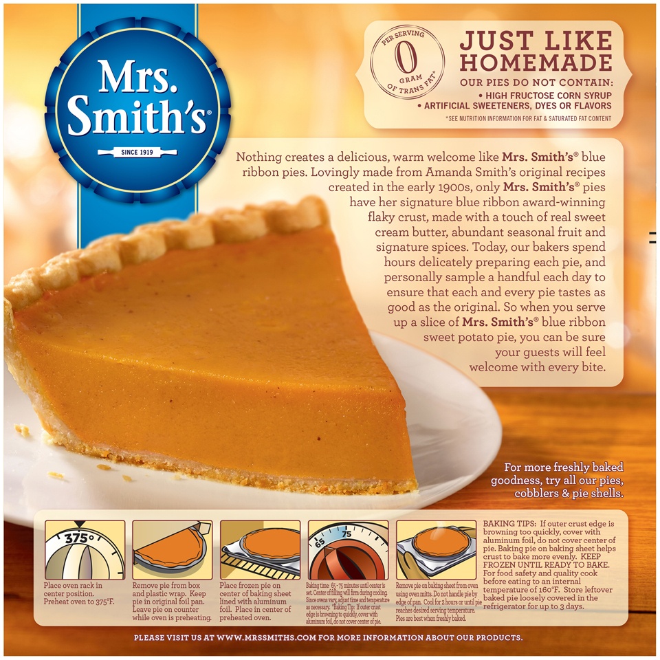 slide 8 of 8, Mrs. Smith's Original Flaky Crust Sweet Potato Pie, 37 oz