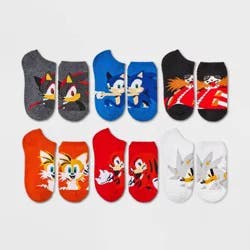 Boys' Sonic the Hedgehog 6pk Socks - XS/S: Polyester Spandex Knit, Figures Pattern, Tumble Dry