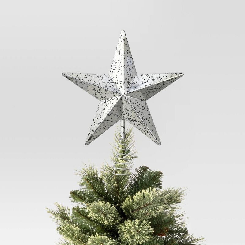 slide 3 of 4, 10" Pre-lit Faux Mercury Star Christmas Tree Topper Silver - Wondershop™, 1 ct