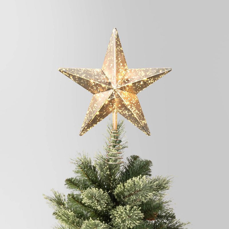 slide 1 of 4, 10" Pre-lit Faux Mercury Star Christmas Tree Topper Silver - Wondershop™, 1 ct
