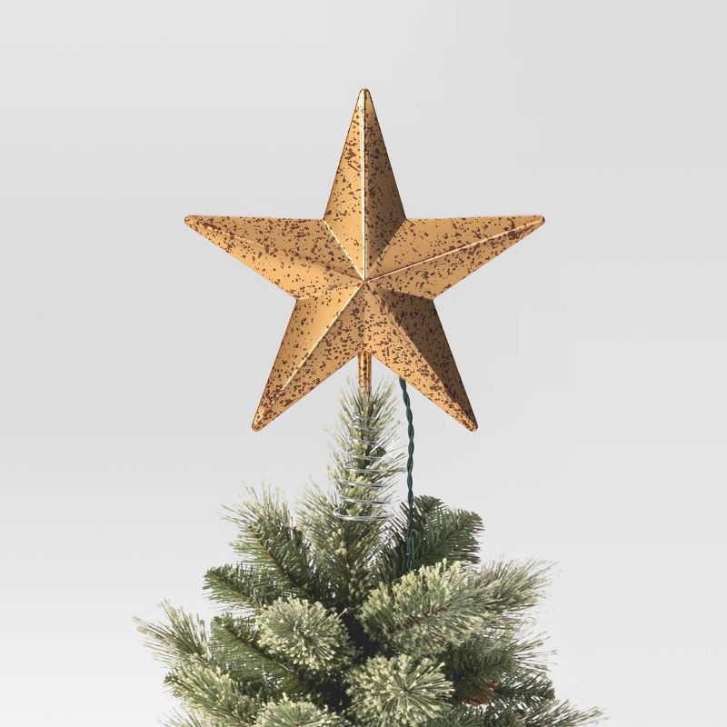 slide 3 of 4, 10" Pre-lit Faux Mercury Star Christmas Tree Topper Gold - Wondershop™, 1 ct