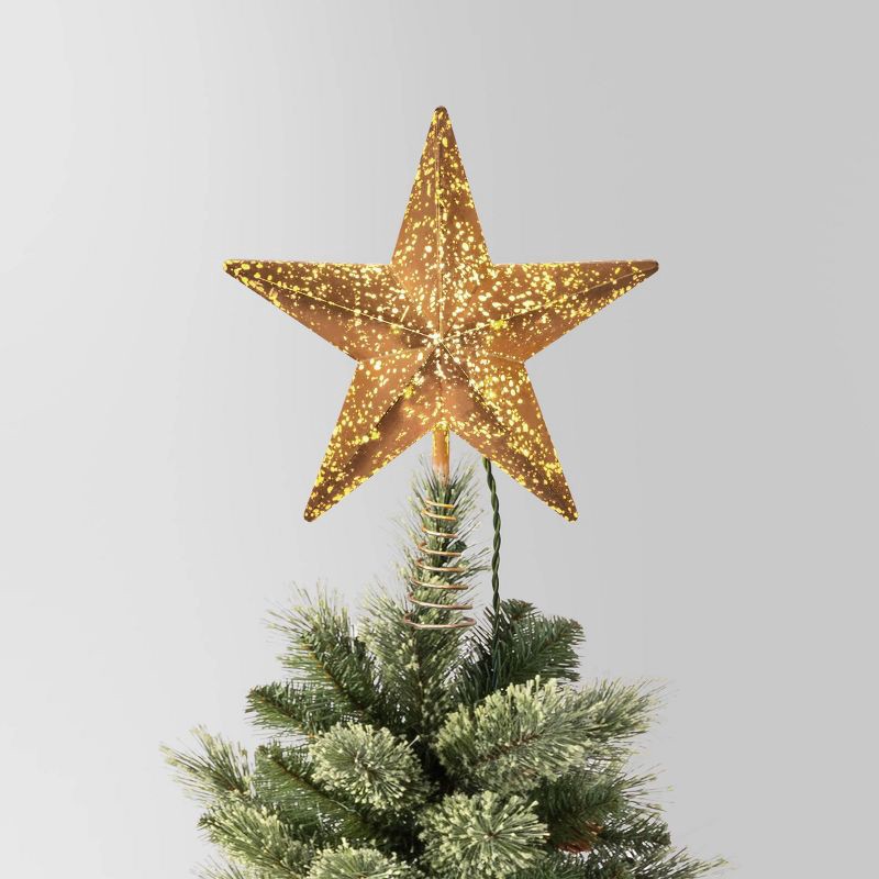 slide 1 of 4, 10" Pre-lit Faux Mercury Star Christmas Tree Topper Gold - Wondershop™, 1 ct