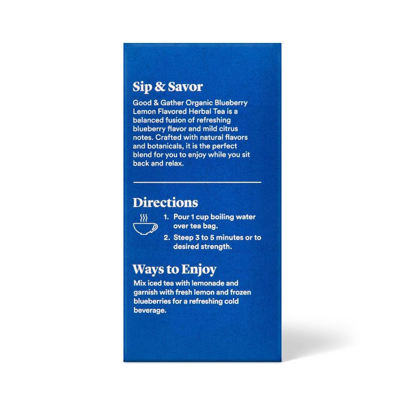 slide 4 of 4, Organic Naturally Flavored Blueberry Lemon with Other Natural flavors Herbal Tea Blend - 20.07oz - Good & Gather™, 20.07 oz