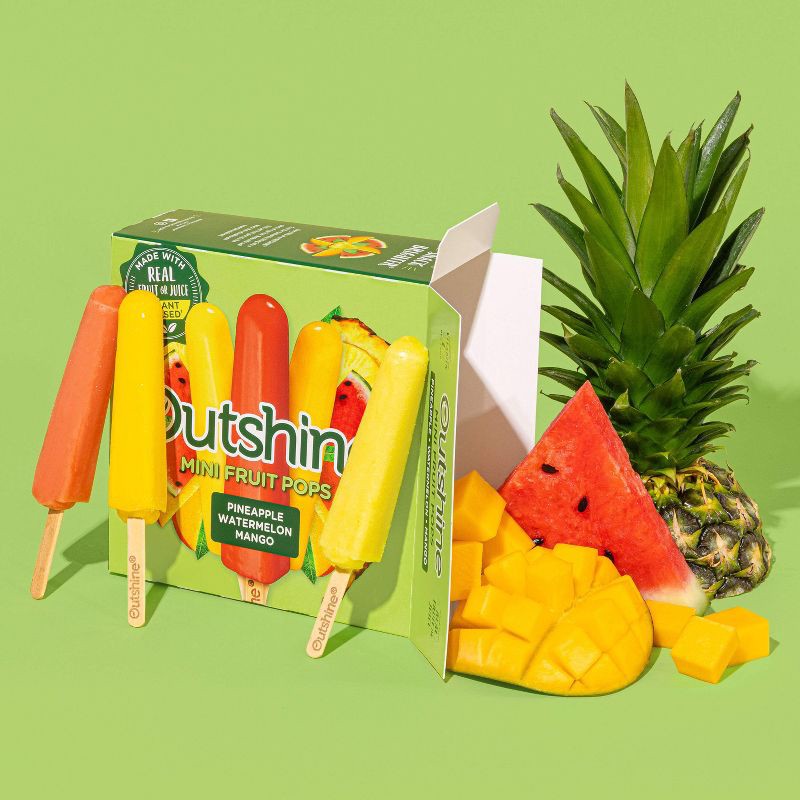 slide 2 of 13, Outshine Pineapple, Watermelon, and Mango Mini Fruit Pops Variety Pack - 18 fl oz/12ct, 12 ct; 18 fl oz