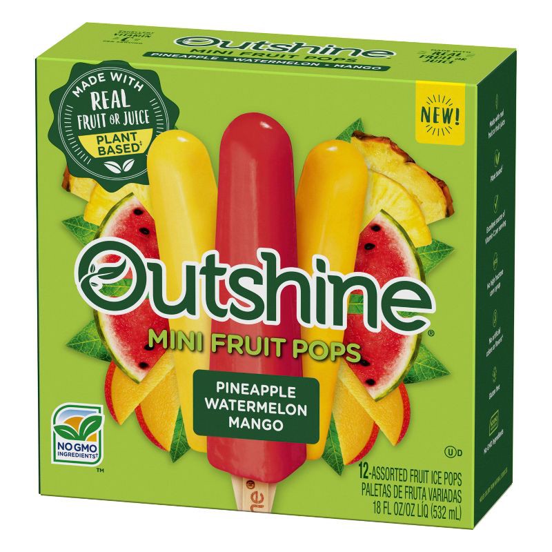 slide 8 of 13, Outshine Pineapple, Watermelon, and Mango Mini Fruit Pops Variety Pack - 18 fl oz/12ct, 12 ct; 18 fl oz