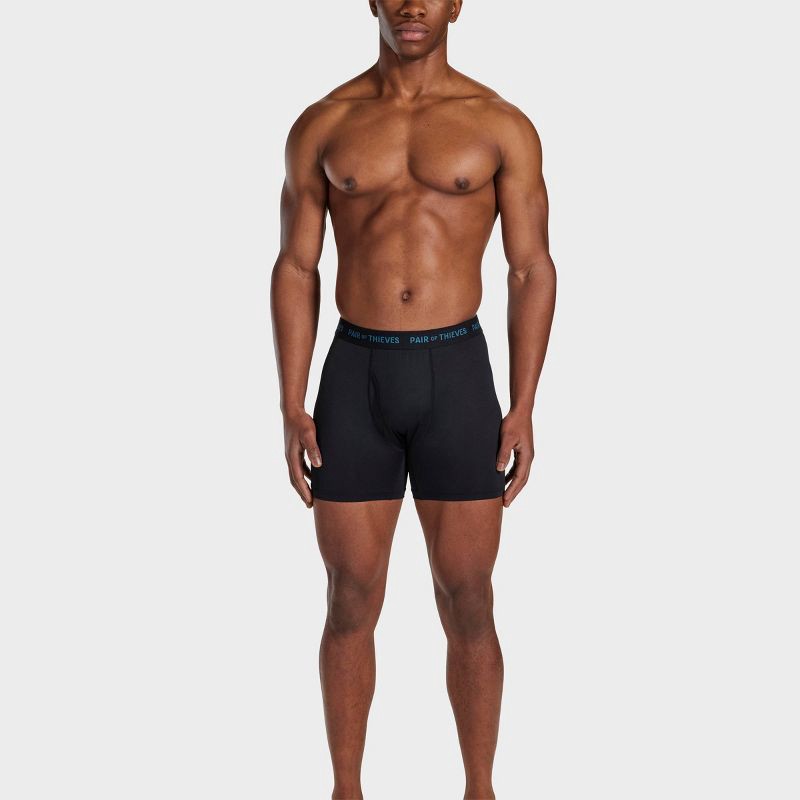 slide 5 of 10, Pair of Thieves Men's Geometric Print Super Fit Boxer Briefs 2pk - Orange/Blue XL: Mid Rise, Mesh, Full Waistband Elastic, 2 ct