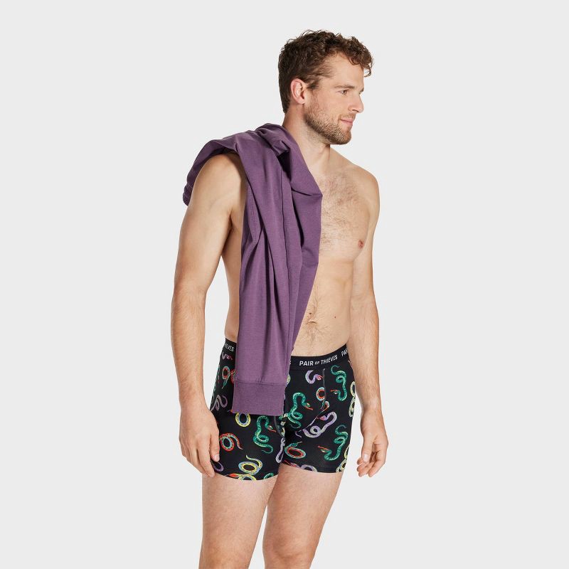 slide 5 of 9, Pair of Thieves Men's Snake Print Super Fit Boxer Briefs 2pk - Navy Blue/Black S: Mid Rise, Mesh Fabric, 2 ct