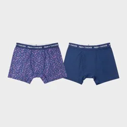 Pair of Thieves Men's Super Fit Print Boxer Briefs 2pk - Navy Blue/Pink S: Mid Rise, Mesh Fabric