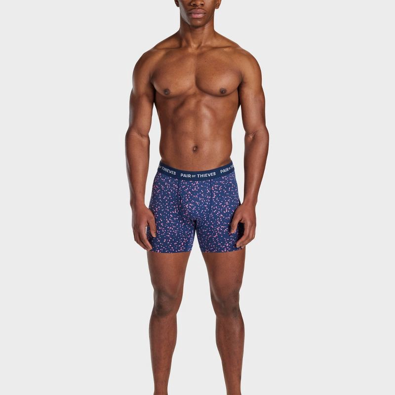 slide 5 of 10, Pair of Thieves Men's Super Fit Print Boxer Briefs 2pk - Navy Blue/Pink L: Mid Rise, Mesh, Abstract Pattern, 2 ct