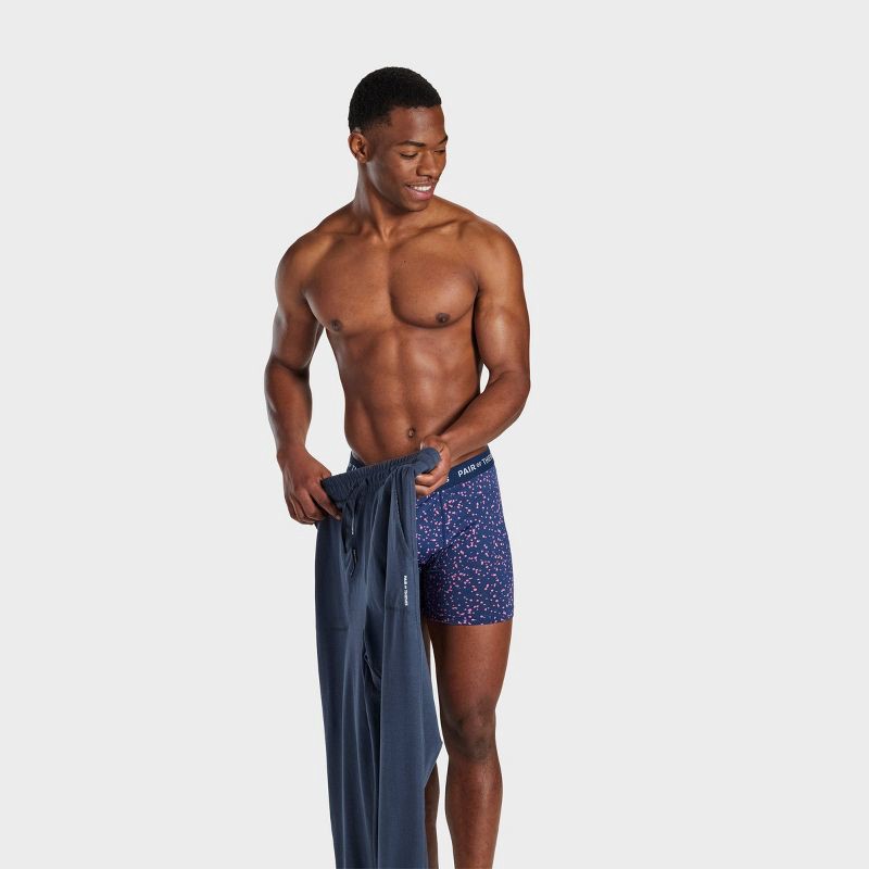 slide 6 of 10, Pair of Thieves Men's Super Fit Print Boxer Briefs 2pk - Navy Blue/Pink L: Mid Rise, Mesh, Abstract Pattern, 2 ct