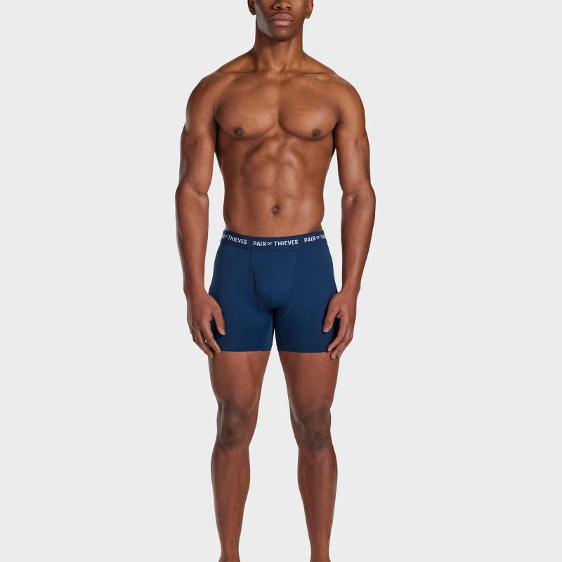 slide 9 of 10, Pair of Thieves Men's Super Fit Print Boxer Briefs 2pk - Navy Blue/Pink L: Mid Rise, Mesh, Abstract Pattern, 2 ct