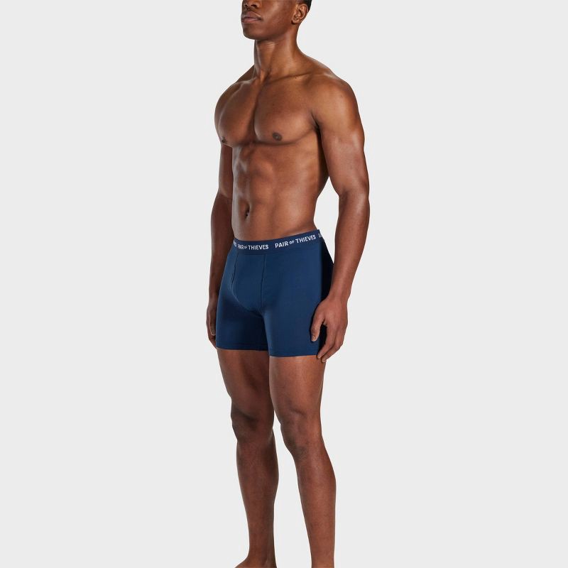 slide 3 of 10, Pair of Thieves Men's Super Fit Print Boxer Briefs 2pk - Navy Blue/Pink XL: Mid Rise, Mesh, Abstract Pattern, 2 ct