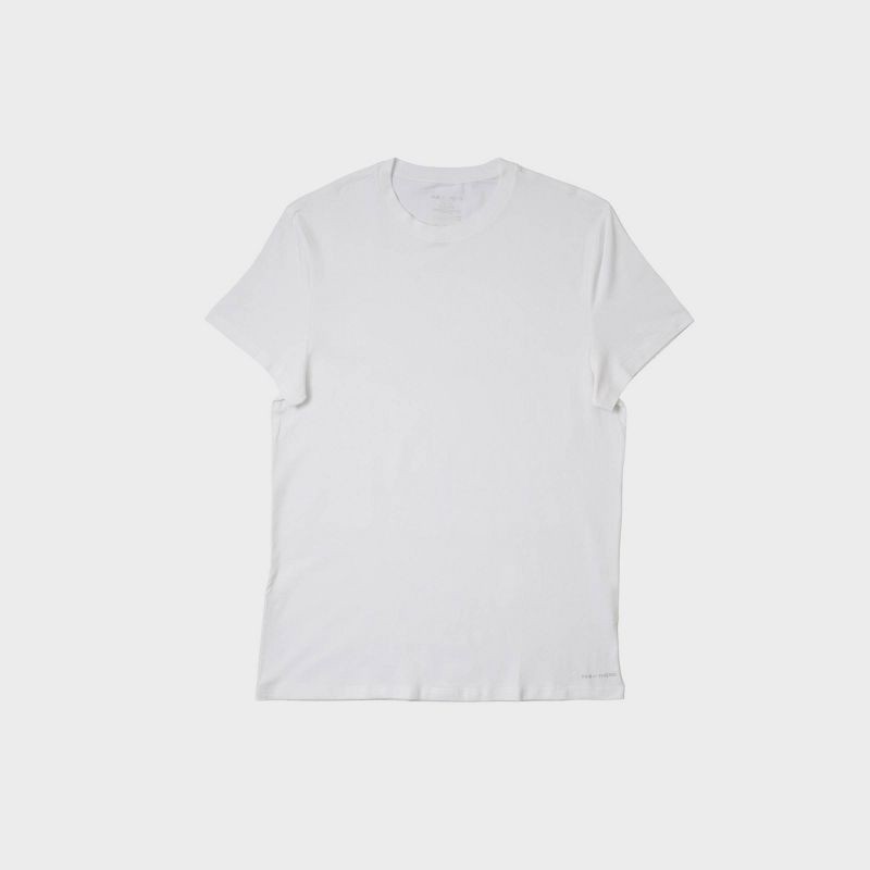 slide 2 of 6, Pair of Thieves Men's Short Sleeve Crew Neck Undershirt 2pk - White S: Cotton-Viscose Blend, Midweight, Small, 2 ct