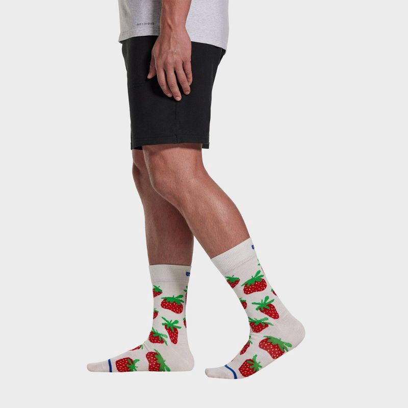 slide 3 of 6, Pair of Thieves Men's Strawberry Print Crew Socks - Cream 6-12, 1 ct