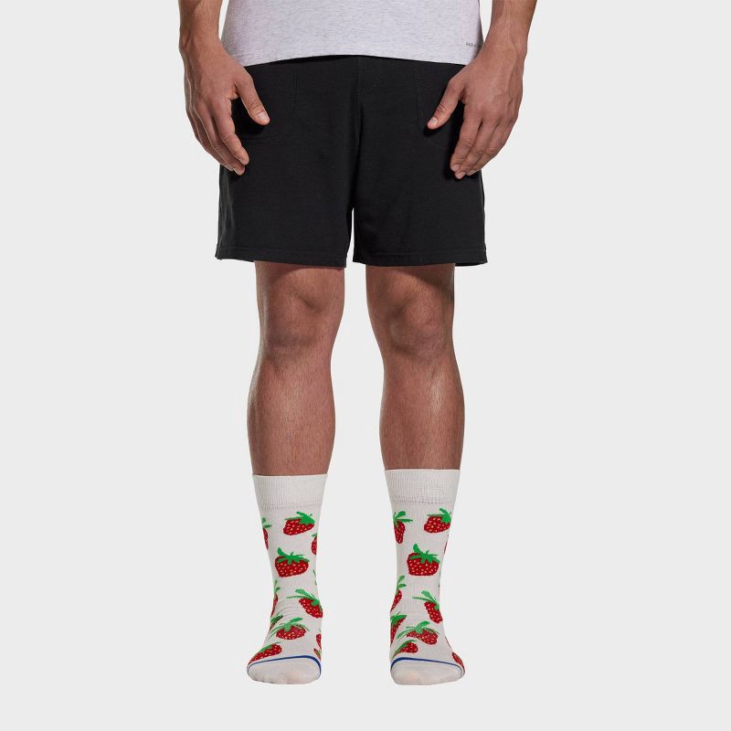 slide 4 of 6, Pair of Thieves Men's Strawberry Print Crew Socks - Cream 6-12, 1 ct