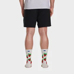 Pair of Thieves Men's Strawberry Print Crew Socks - Cream 6-12