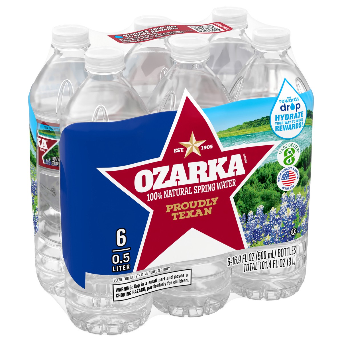 slide 8 of 8, OZARKA Brand 100% Natural Spring Water, (Pack of 6) - 16.9 fl oz, 6 ct; 1/2 liter