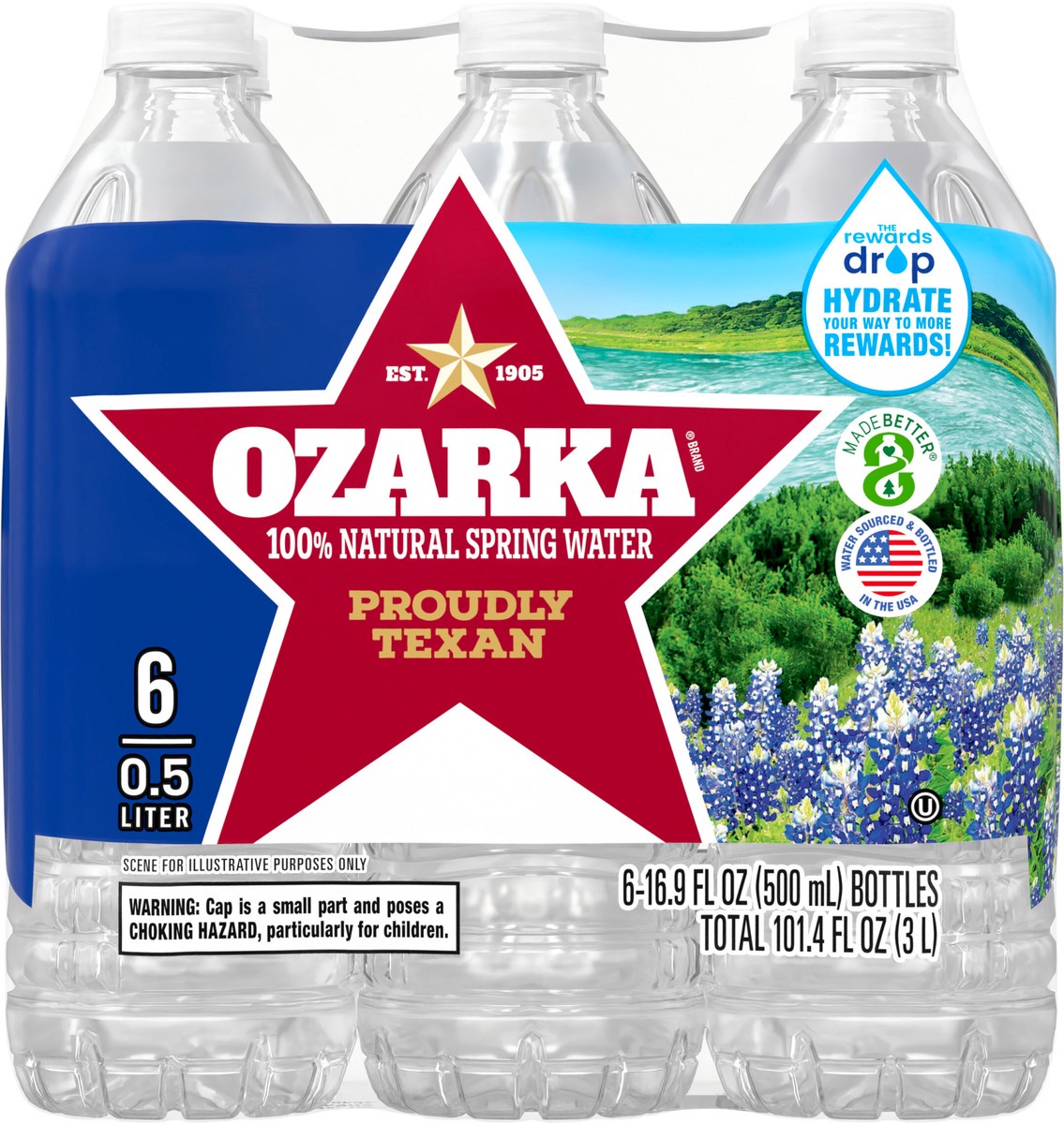slide 3 of 8, OZARKA Brand 100% Natural Spring Water, (Pack of 6) - 16.9 fl oz, 6 ct; 1/2 liter