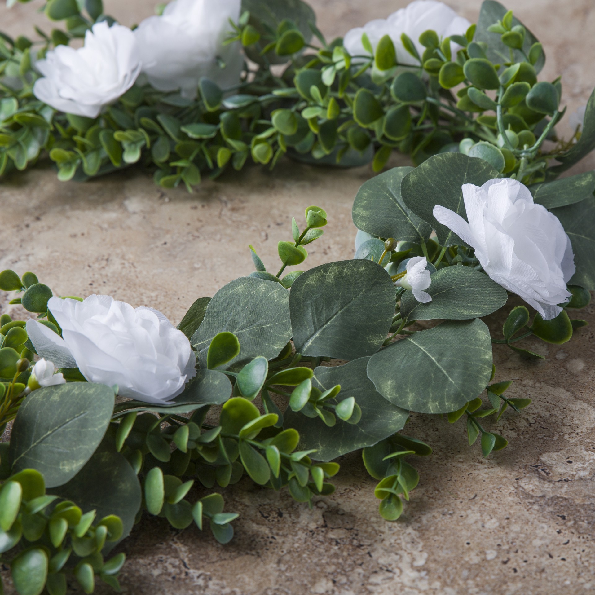 slide 2 of 3, 6ft. White Rose Foliage Garland By Ashland, 6 ft