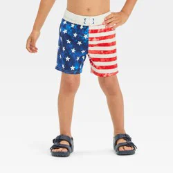 Toddler Boys' Flag Printed Swim Shorts - Cat & Jack™ Blue 5T