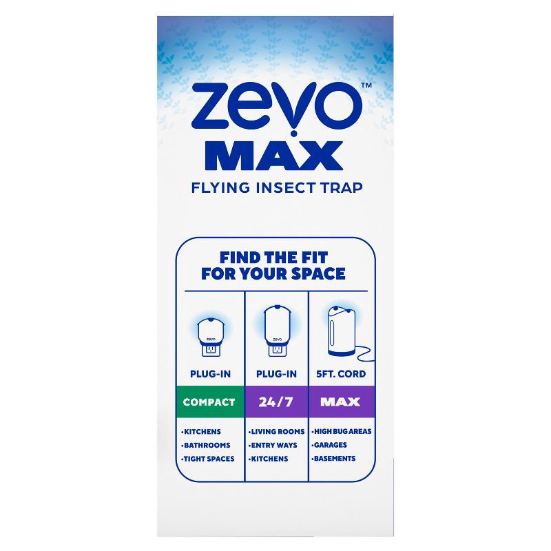 slide 14 of 15, Zevo Flying Insect Indoor Light Fly Trap Starter Kit, Catches House Flies, Fruit Flies, Gnats & More - 1 Trap + 2 Refills, 1 ct