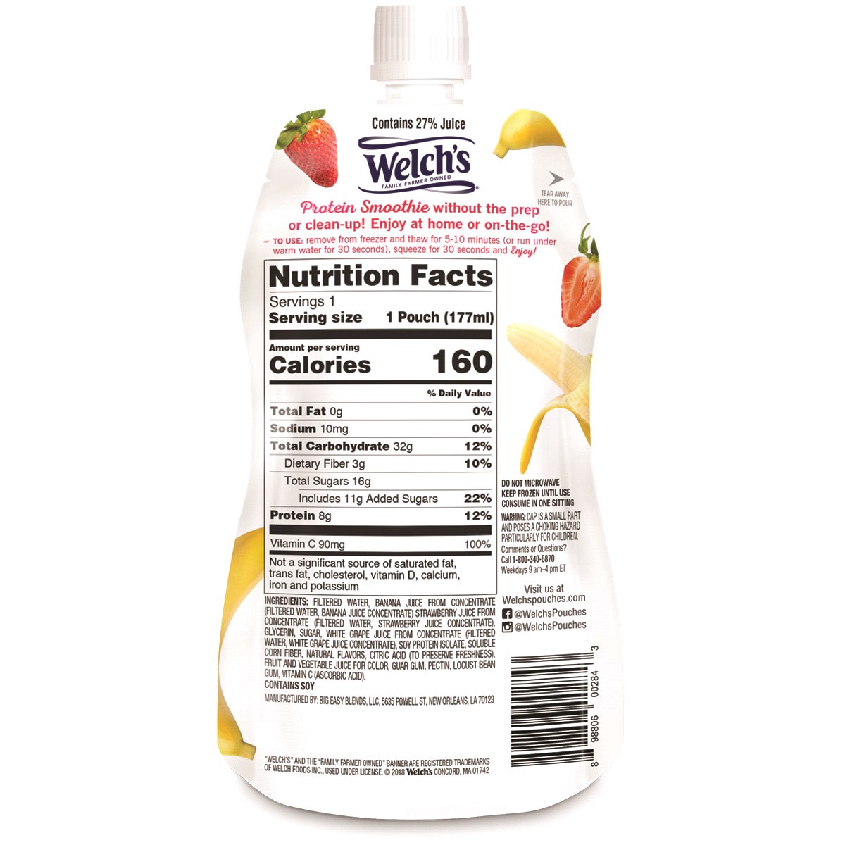 slide 2 of 2, Welch's Strawberry Banana Protein Smoothie 6 fl oz, 6 fl oz