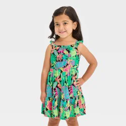 Toddler Girls' Tropical Floral Dress - Cat & Jack™ Black 2T