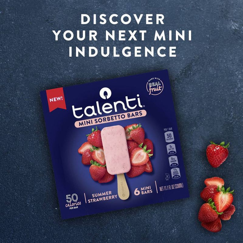 slide 5 of 7, Talenti Mini Sorbetto Fruit Bars Summer Strawberry with Real Fruit - Frozen - 11.1oz/6ct, 11.1 oz, 6 ct