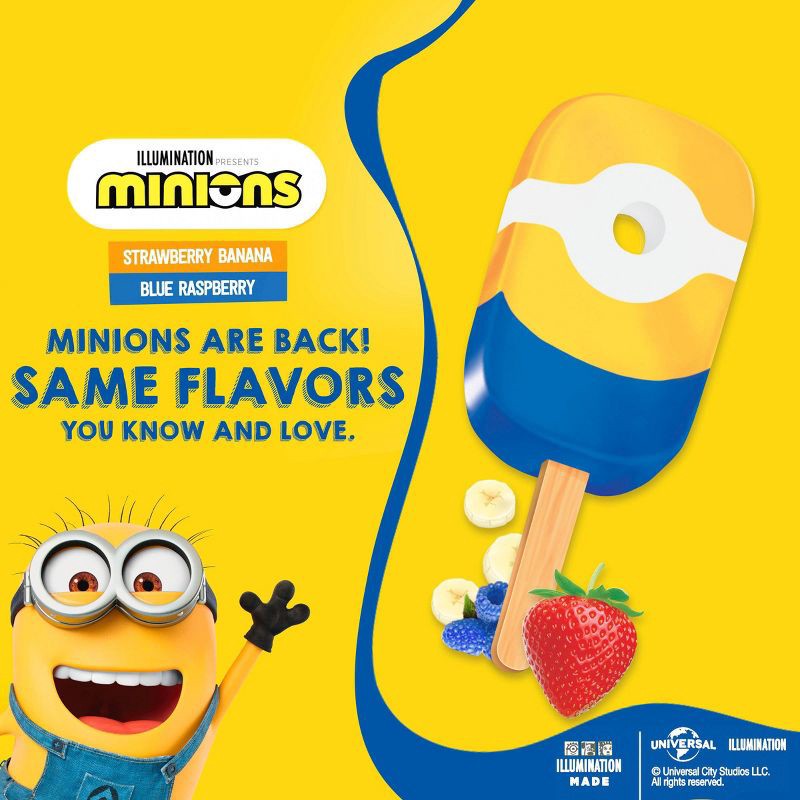 slide 3 of 9, Popsicle Strawberry Banana & Blue Raspberry Ice Cream Minions - 12.17oz/6ct, 12.17 oz, 6 ct