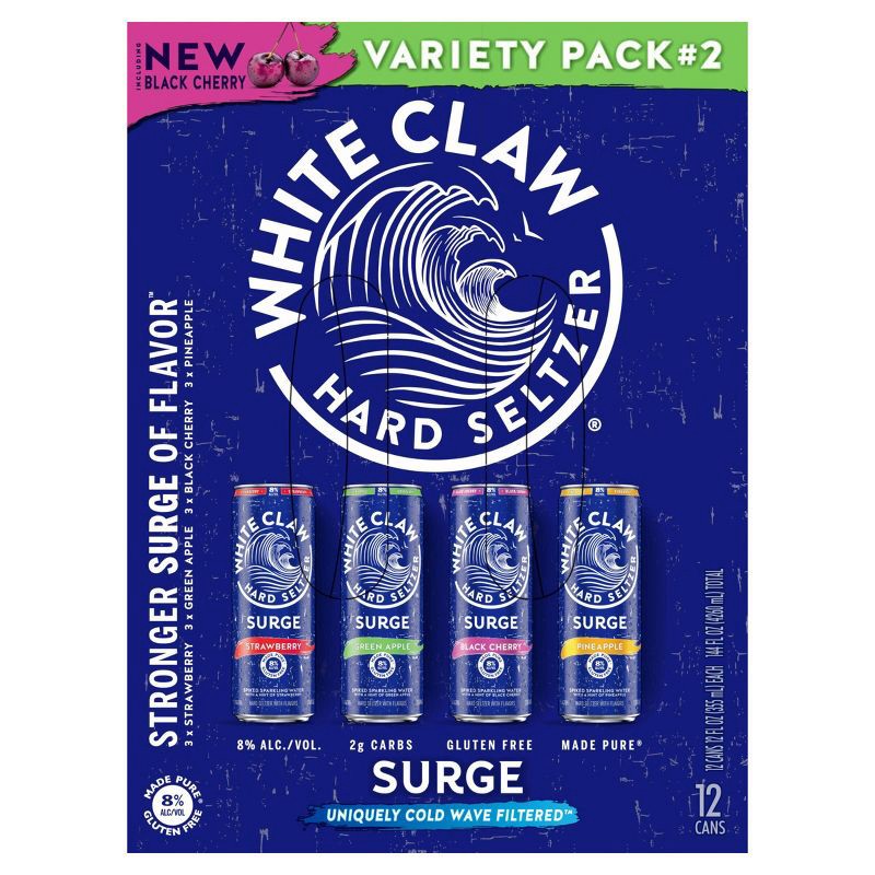 slide 12 of 14, White Claw Hard Seltzer White Claw Surge Variety #2 - 12pk/12 fl oz Cans, 2 x 12 ct, 12 fl oz