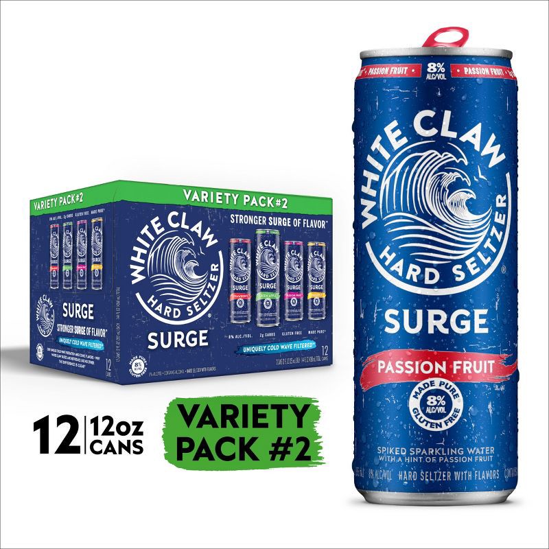 slide 14 of 14, White Claw Hard Seltzer White Claw Surge Variety #2 - 12pk/12 fl oz Cans, 2 x 12 ct, 12 fl oz