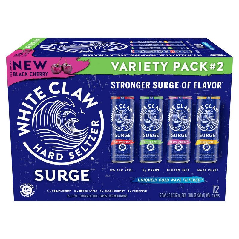 slide 6 of 14, White Claw Hard Seltzer White Claw Surge Variety #2 - 12pk/12 fl oz Cans, 2 x 12 ct, 12 fl oz